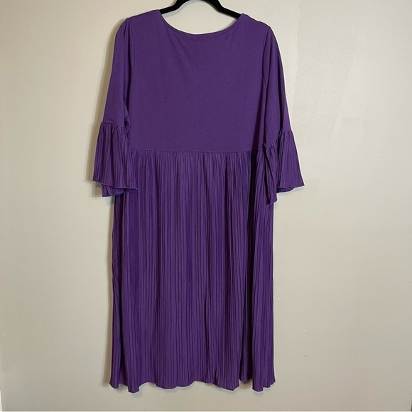 Dreams Co Maxi Dress Size 18/20 Purple Scoop Neck Bell Sleeve Empire Waist - Picture 7 of 8